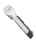Six In One Folding Grill Utensils Set Featuring Fork Spatula Knife Tongs Bottle Opener And Corkscrew For Fourteen Inch Portable BBQ Gear