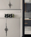 Top Tier Slick Round Cabinet Door Handle And Kitchen Drawer Pull With Heavy Duty Gold Grey Zinc Alloy For Rooms And Closets No Fuss Install Comes With Matching Hardware Pieces on grey cabinet.