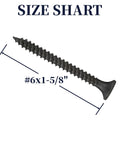 Heavy Duty Six By One Five Eighth Drywall Screws And Wood Fasteners featuring anti rust coating, #6 x 1-5/8 inch carbon steel screw.