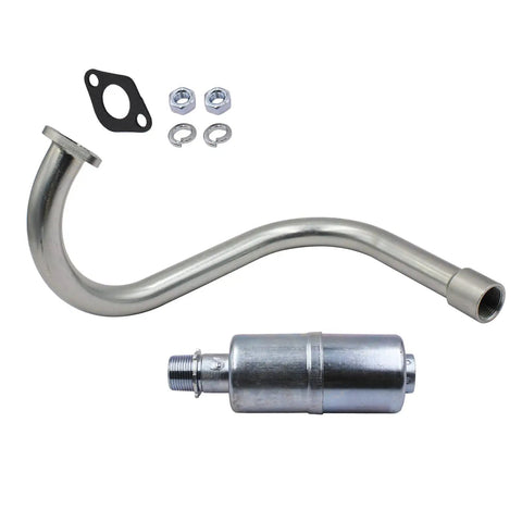 Beefy Heavy Duty Exhaust With Muffler For Predator 212cc 6.5 HP Honda GX160 GX200 with hardware parts including nuts and washers