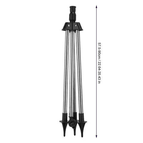 Stainless Steel Tripod Sprinkler Stand With Adjustable Height From 57.5 To 90 Cm G1 2 Thread Base shown fully folded.