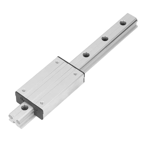 Rock Solid Three Hundred Millimeter External Biaxial Metal Linear Guide Rail With Slide Block, side view of the smooth tracking rail.