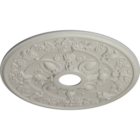 Rose Ceiling Medallion Cream Finish With Thirty One Inch Outer Diameter Lightweight Canopy Hand Painted Detail No Fuss Setup Easy Cut Drill Glue Install Perfect For Lighting Fixtures And Ceiling Fans