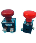 High Quality Ed125B 1 125A Red Mushroom Head Emergency Stop Switch Push Button shown from the front at an angle.