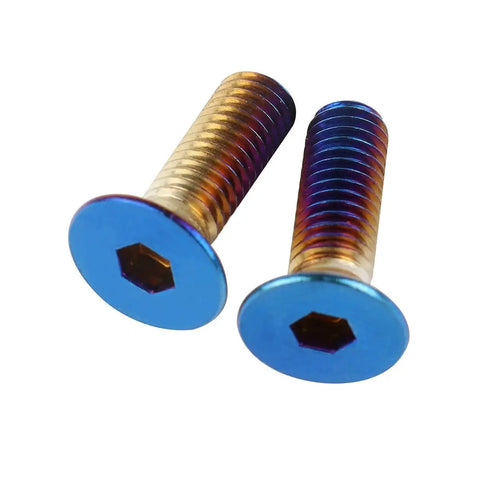 Premium Heavy Duty Steering Wheel Screw Bolts M5 X 16mm Burnt Blue Anodized 304 Stainless Steel Car Hardware close-up view
