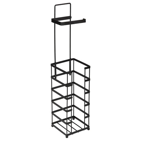 Vertical Free Standing Toilet Paper Dispenser Stand For Jumbo Mega Roll Storage No Fuss Easy Access With Matte Black Bathroom Organizer