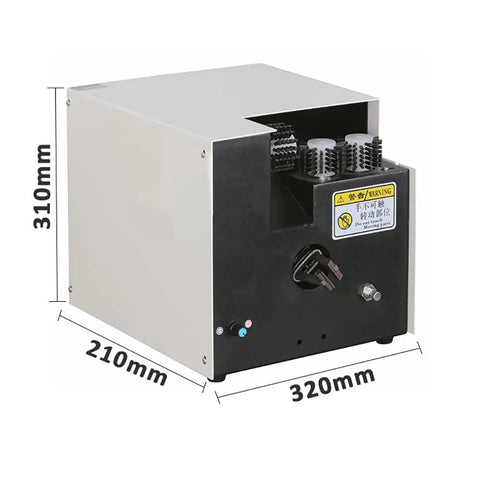 Heavy Duty Wire Twisting Machine With Adjustable Three Brush System For Precise Cable Shield Brushing Peeling And Cutting Versatile Automatic Tool measuring 310mm x 210mm x 320mm.