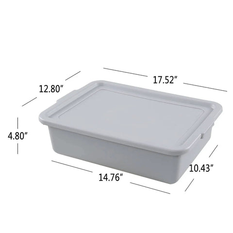 Three Pack Commercial Bus Tubs With Lids 13 Liter Meat Tubs Food Grade PP Heavy Duty Stackable Dustproof Containers side view
