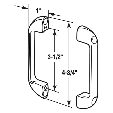 Big Time Ada Compliant Restroom Partition Door Pulls, Solid Zamak Alloy Frame With 3.5 Inch Spacing, sleek design dimensions 3.5 inch and 4.75 inch.