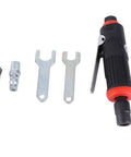 Badass 25000 RPM Pneumatic Die Grinder Kit With Dual Three And Six Mm Collets showing die grinder, collets, and wrenches laid out.