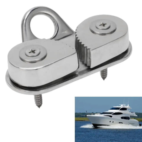 Stainless Steel Cam Cleat for Boats Fit 3 to 15 mm Lines, Universal Marine Hardware shown with boat in background