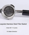 51mm Bottomless Portafilter For Home Espresso Machines With 3 Ear Prongs, 4mm Thickness, Stainless Steel Filter Basket Included