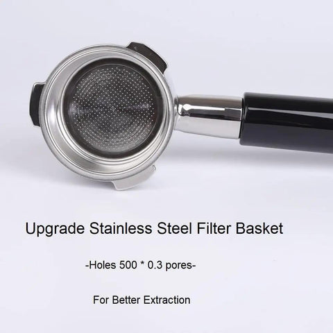 51mm Bottomless Portafilter For Home Espresso Machines With 3 Ear Prongs, 4mm Thickness, Stainless Steel Filter Basket Included