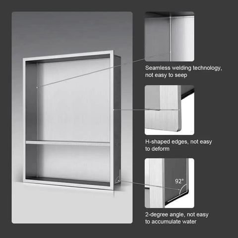Shower Niche Insert Storage Dual Shelf For No Tile Needed Walls 16x20 Inner Shelves 16x13.5x3.75 And 16x6x3.75 With Sloped Sides