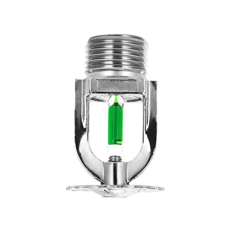 Badass Twelve Piece Pendant Fire Sprinkler Heads Slick Quick Response Rig Solid Copper Build Chrome Finish close-up view of sprinkler head.