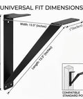 Rugged 13.5 Inch Stainless Steel Mailbox Bracket With Post Hardware, Rust Resistant Black Mount For Residential And Commercial Use, All Weather Mailbox Support, universal fit dimensions