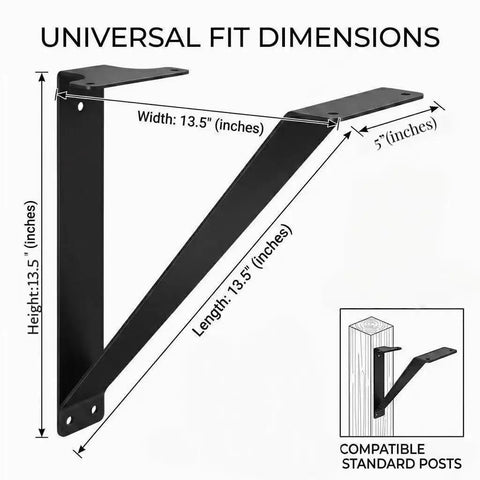 Rugged 13.5 Inch Stainless Steel Mailbox Bracket With Post Hardware, Rust Resistant Black Mount For Residential And Commercial Use, All Weather Mailbox Support, universal fit dimensions