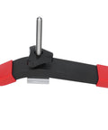 Heavy Duty T Track Clamp And Hold Down Jig with black oxide finish and red ends for woodworking and metalworking fixed position stopper.