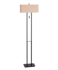 Emilio Floor Lamp With Bronze Finish In Prairie Style Box Frame And Tan Rectangular Drum Shade, Tall 60 Inch Height, Wide 16 Inch, Deep 11 Inch