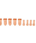 Upgrade Your PT100 Series Plasma Cutter With This Awesome 10 Piece Nozzle Electrode Kit Made From Premium Copper For High Temp Cutting Jobs, showing 5 nozzles and 5 electrodes.