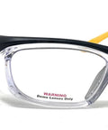 Prescription Compatible Safety Glasses With Bold Black And Yellow Frames, showcasing demo lenses and tough design for construction.