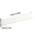 Premium Heavy Duty Self Adhesive Coat Rack Wall Mount Featuring Seven Robust Hooks For A Total Breeze Entryway Organization Dorm Room Key Holder Storage Rack dimensions with measurements displayed.