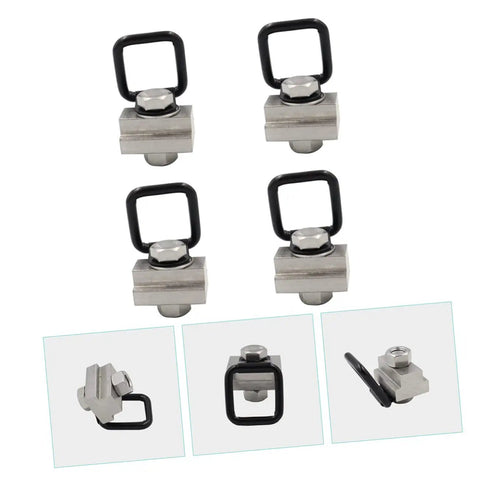 Heavy Duty D Ring Tie Down Anchors Bolt Directly To Truck Bed Rails Or Boat Trailers, stainless steel, drop-in design, set of four.