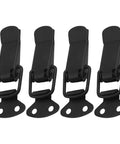 Spring Loaded Toggle Latch Set With Screws Heavy Duty Metal Box Latches For Cabinets, Doors, Windows, And Chests Easy Press To Close Quick Secure 4 Piece Kit in black.