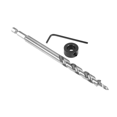 Professional 38 Inch Depth Stop Collar With Hex Shank Twist Step Drill Bits Kit Perfect For Kreg Manual Pocket Hole Jig Woodworking And Drilling Tools That Are Tough As Nails silver drill bit with depth stop collar and hex key