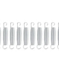 Super Heavy Duty 10-Pack Steel Extension Springs With 50kg Load Capacity for garage doors and machinery, made from high carbon steel.
