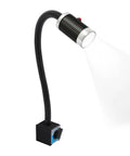 Super Bright 9W Led Machine Tool Light With Magnetic Base And Flexible Gooseneck, shiny aluminum head and flexible neck for precision tasks.