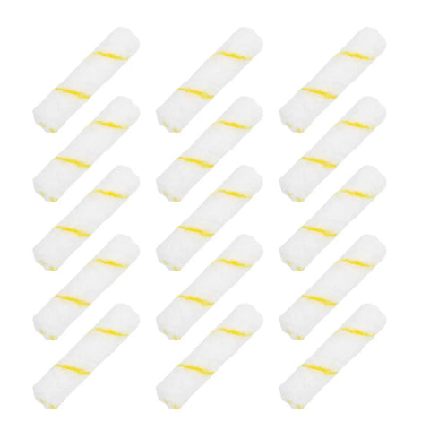 Fifteen Pack Six Inch Mini Roller Covers With Dralon Woven White Velvet Fabric One Half Inch Nap For Pro Grade Finishes