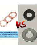 100 Piece Copper Crush Washer Kit With Nine Sizes From M5 To M14 For Oil Drain Plugs Banjo Bolts And Flat Gasket Seals comparison image