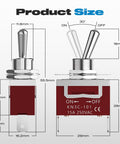 Marine Grade Waterproof Toggle Switch 2 Pin SPST On Off 12V DC 30A 125VAC 20A dimensions with waterproof cap terminals