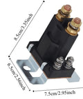 Badass 24V 500A High Current Relay Double Battery Isolator Brass Coil Auto Start Contactor dimensions with brass terminals and steel base.