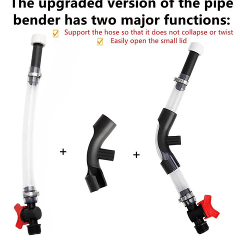 Pro Grade Fuel Filler Hose Kit With Ball Valve Tank Hose And Upgraded Hose Bender, includes red valve and black bender.