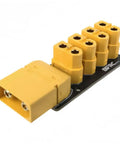 Beefy 200 Amp Power Distribution Board with four XT60 channels and XT90 input for DIY robots RC boats submarines, side view