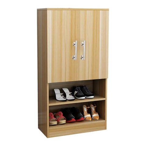 Wooden shoe cabinet with Stainless Steel Cabinet Handles 2 Pack Door Knobs And Drawer Pulls For Kitchen Cabinets Furniture Cupboards Retro Style Easy Install Super Sturdy Hardware For Wood Furniture Closet Doors Shed Gates, showing shoes on shelves.