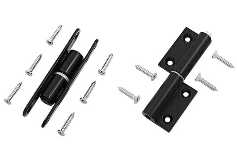 Flat Hinge Folding Aluminum Alloy Screen Window Hardware Kit with screws for detachable loose leaf doors.