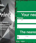 Close-up of 12 By 8 Inch Aluminum First Aid Contact Information Metal Sign with matte print and writeable fields.