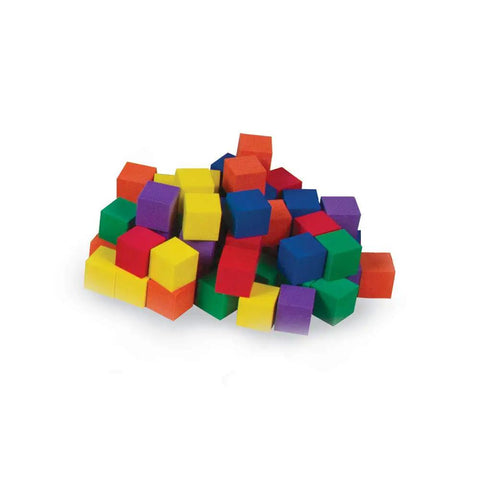 Colorful 1 Inch Foam Counting Blocks For Kids Math And Preschool Crafts, Hands On Counting And Sorting Cubes In Six Colors, Early Math Manipulatives, Classroom Essentials Pack Of 100 pile of foam cubes