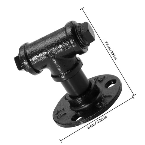 Industrial Style Water Pipe Cabinet Pull Handle Two Pack Iron Art Vintage Drawer Knobs For Dresser And Cupboard Doors Hardware In Rustic Open Plan Design With Cool Retro Vibe Today, black finish, side view, measurements shown
