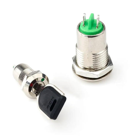Three Pack Mini Electric Key Switches On Off Two Position Terminal Keyswitch Rotary Lock 2 Pin SPST Toggle Switches For Security Engine Power Marine Camper Boat Heavy Duty M12 12mm, metal body and black key