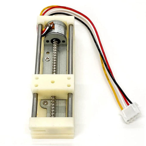 DC 5V micro 2-phase 4-wire stepper motor with 48mm stroke linear rail actuator and lead screw, white frame