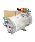 Heavy Duty Electric AC Compressor Crafted For Smooth Cabin Climate Comfort Compatible With Hyundai Kona And Kia Niro Ev Replaces 97701 K4000 Hes33 side view with connector and packaging