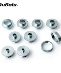 Hella Versatile 10 Piece Router Template Guide Bushing Set With Molded Carry Case Compatible With Porter Cable Sub Bases, zinc plated bushings.