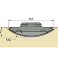 Diagram of Silver Biscuit Connector Set Size 20 Die Cast Wood Joiner for Invisible Joints showing dimensions and fit