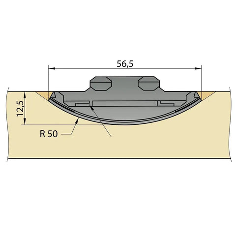 Diagram of Silver Biscuit Connector Set Size 20 Die Cast Wood Joiner for Invisible Joints showing dimensions and fit