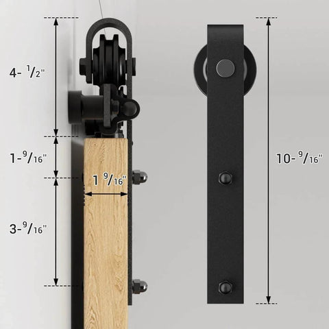 Sliding Barn Door Hardware Kit 5.5 Feet Built Tough Heavy Duty Track System For Maximum 34 Inch Wide Single Wooden Door with measurements