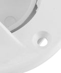 Close-up of nylon Transom Drain Scupper Valve And Deck Mount Bung Stopper Marine Boat Accessory showing mounting hole